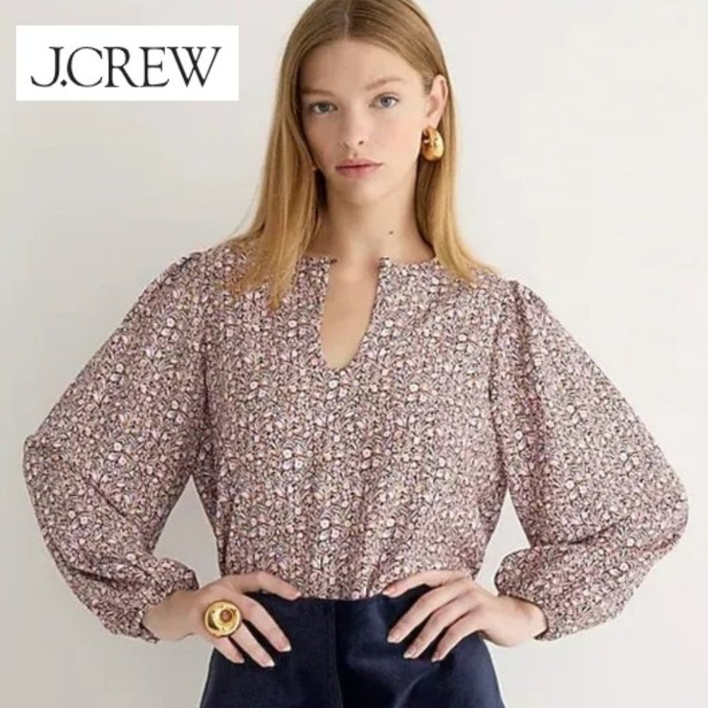 J.Crew Puff-Sleeve Crepe Top